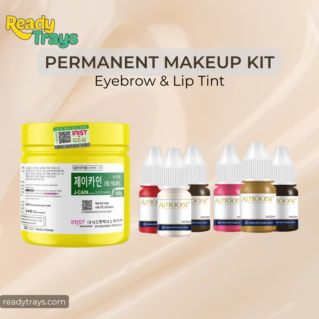 Professional PMU Kit– AIMOOSI Pigments 6 PCS (3ml) + J-CAIN Numbing Jar 500g