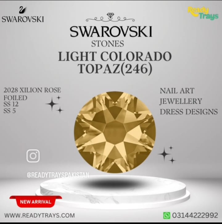 Swarovski Flat Back Stones For Nail Art - Light Colorado Topaz (246)