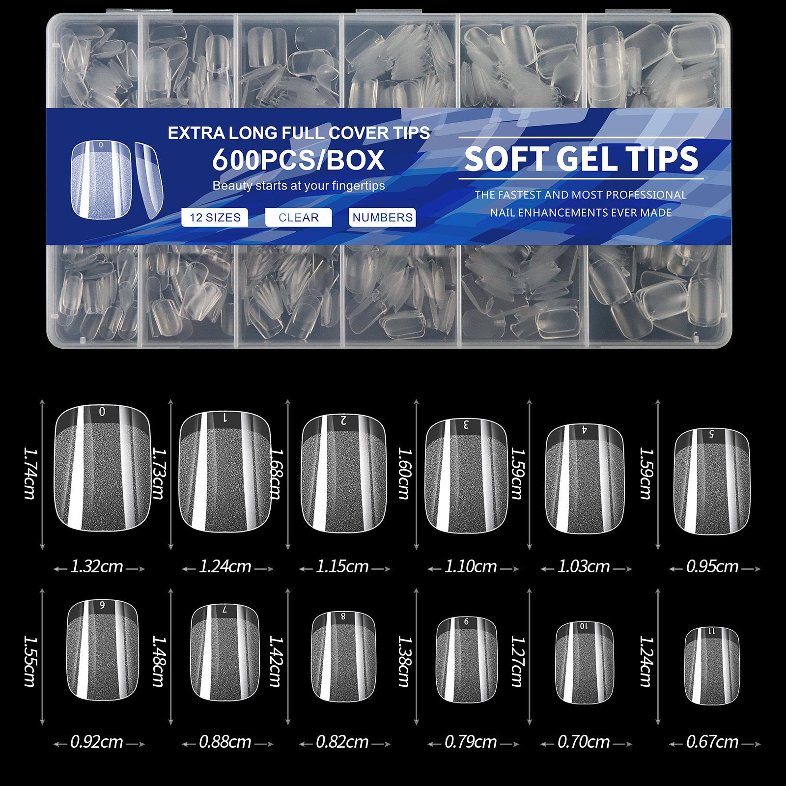 Soft Gel Nail Tips – Full Cover Gel-X 600pcs Box | 6 Shapes Available | Professional Salon Quality
