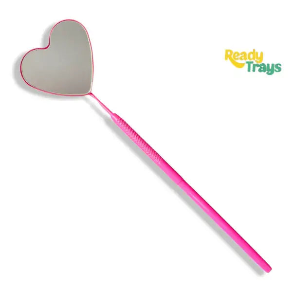 BLINK Heart-Shaped Large Lash Mirror for Eyelash Extensions | Detachable Stainless Steel Eyelash Mirror | Pink Lash Extension Makeup Tool & Supply