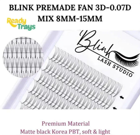 BLINK Premade Fan Eyelash Extensions 3D | 0.07mm D Curl | Professional Volume Lashes