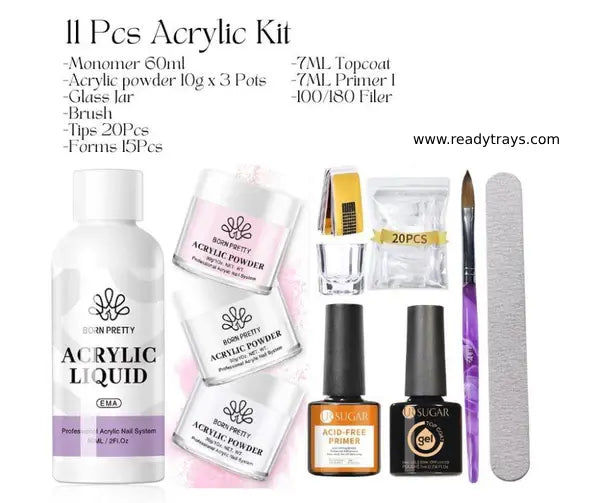 BORN PRETTY 8 PCS Acrylic Nail Kit – Full Set for Nail Extension & Professional Manicure