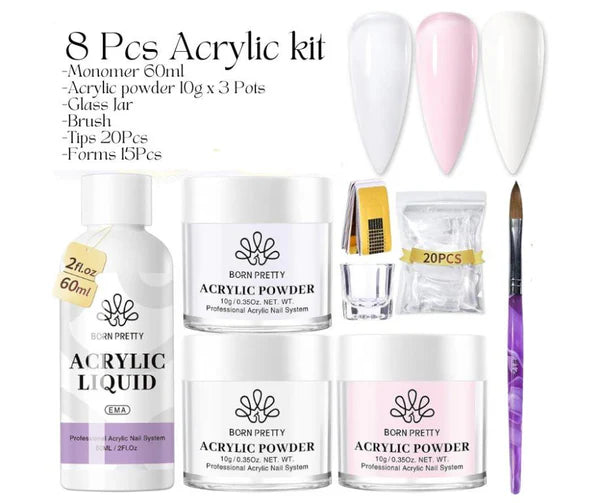BORN PRETTY 8 PCS Acrylic Nail Kit for Extensions & Manicure