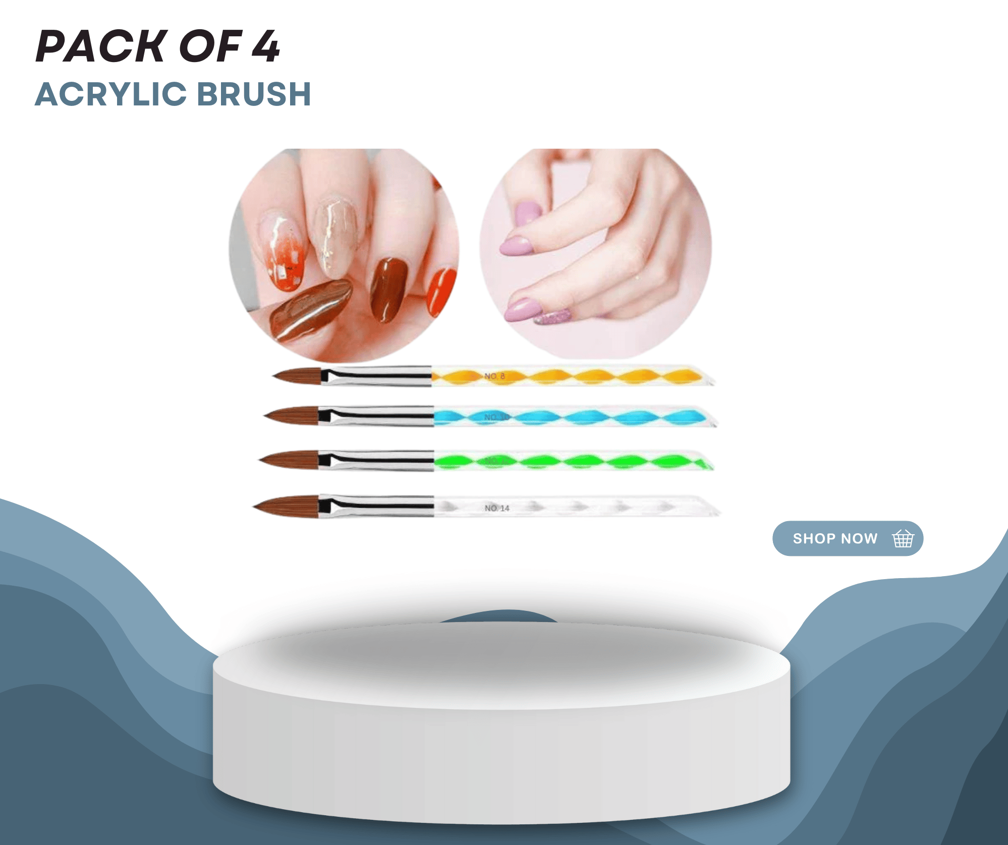 Acrylic Nail Art Brush Set - Multicolor Brush Set for Salon & Home Use