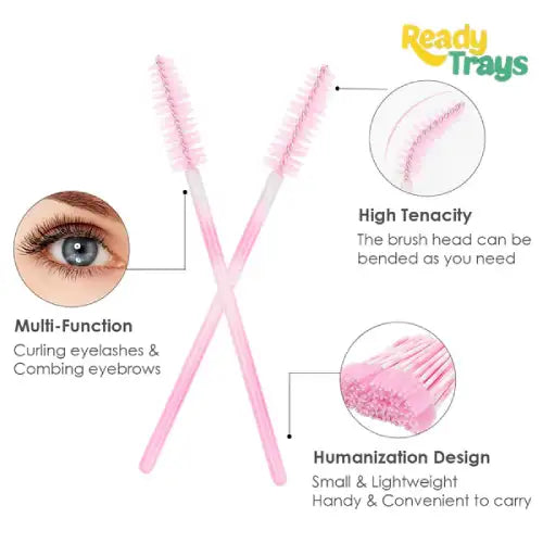 Disposable Mascara Wands Pink – Eyelash Brush Spoolies for Lash Extension, Eyebrow & Eyelash Spooly Applicator Makeup Tool