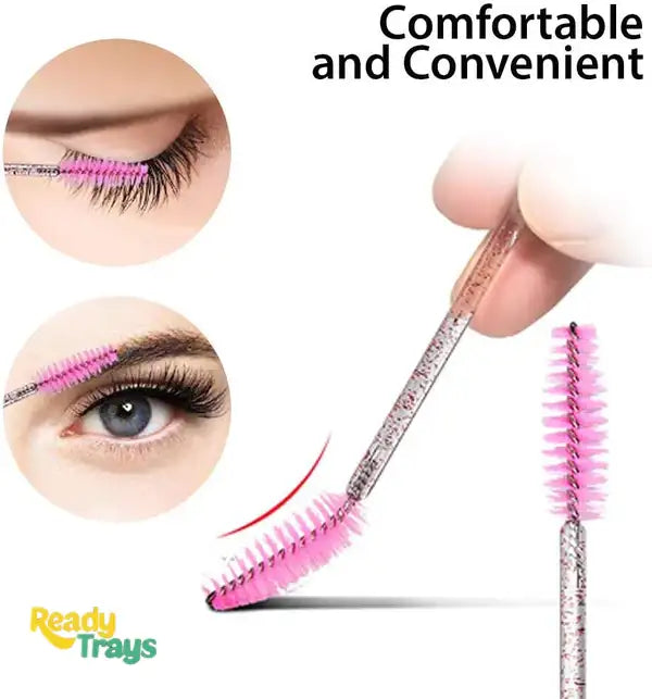 Disposable Mascara Wands Pink – Eyelash Brush Spoolies for Lash Extension, Eyebrow & Eyelash Spooly Applicator Makeup Tool