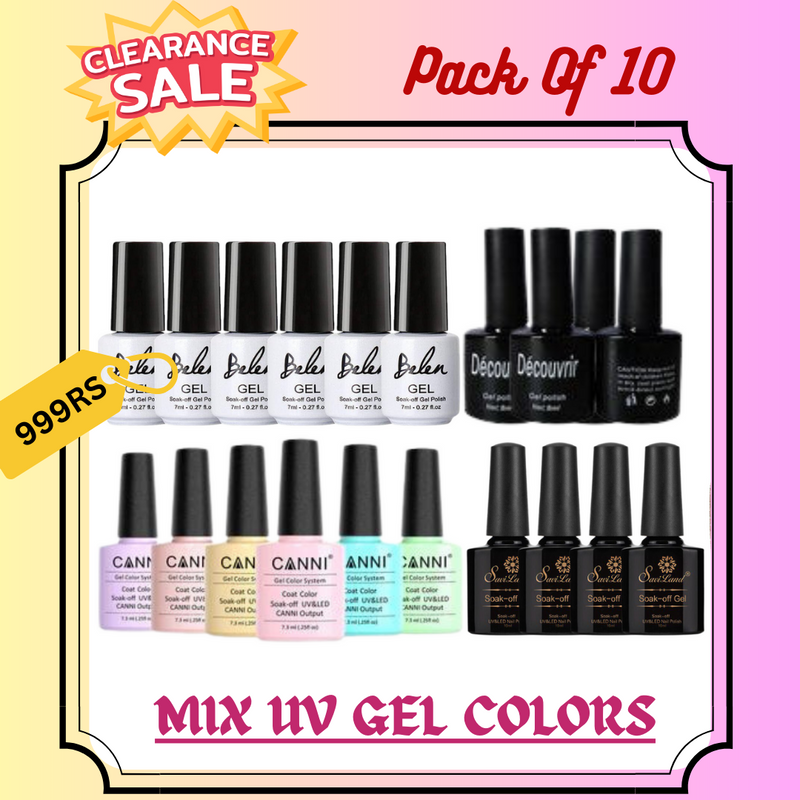 Mix UV Nail Gel Colors - Pack Of 10