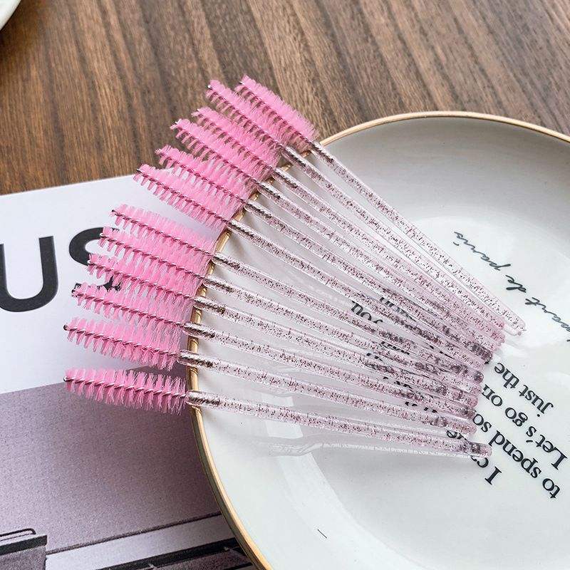 Disposable Mascara Wands | Glitter Handle Lash & Brow Brushes | Pink Bristle Applicators – Professional Lash Supplies