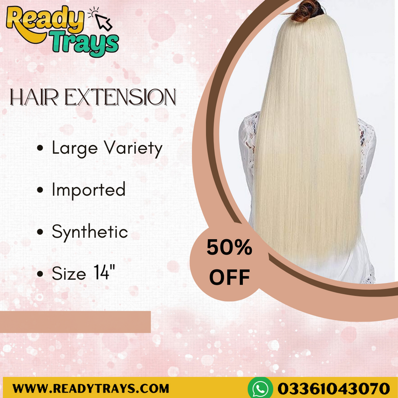 Premium Quality Hair Extension - White Color 14" Inches