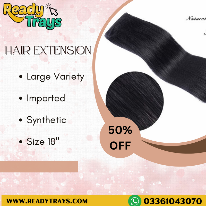 Premium Quality Long Hair Extension - Black Color 18" Inches