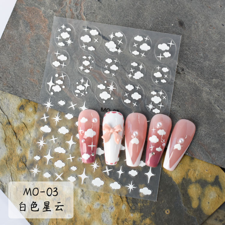 White Nebula Cloud Nail Art Stickers MO-03 – Dreamy Cloud & Star Decals