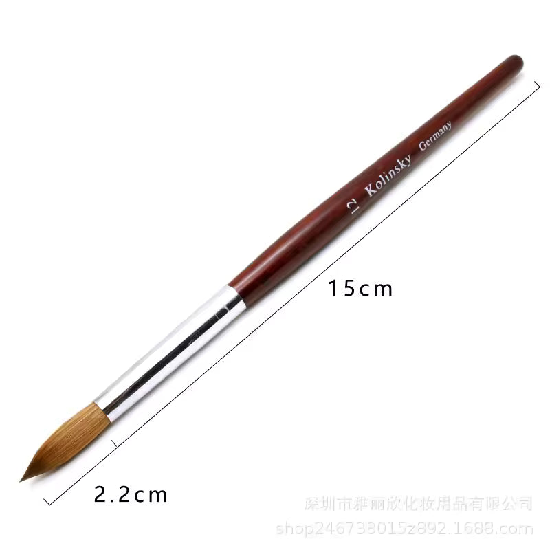 80% Kolinsky Acrylic Nail Art Brush #12 – Germany Kolinsky Blend, Round Point Brush for Acrylic & Gel