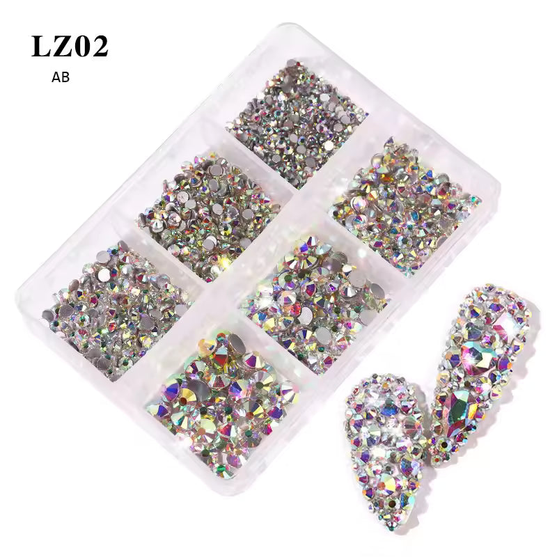 AB Crystal Rhinestones Mixed Pack LZ02 | Loose Flatback Nail Rhinestones | Bulk Iridescent Crystal Gems – Professional Nail Supplies