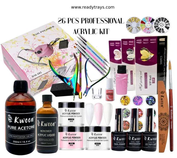 KWEEN 26-Piece Professional Acrylic Nail Kit | Complete Manicure Set for Beginners & Experts