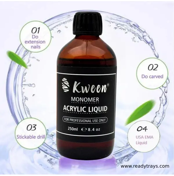 KWEEN Acrylic Liquid Monomer – EMA-Free, Flexible, Non-Yellowing Formula | High-Capacity Nail Art System for Acrylic Powder