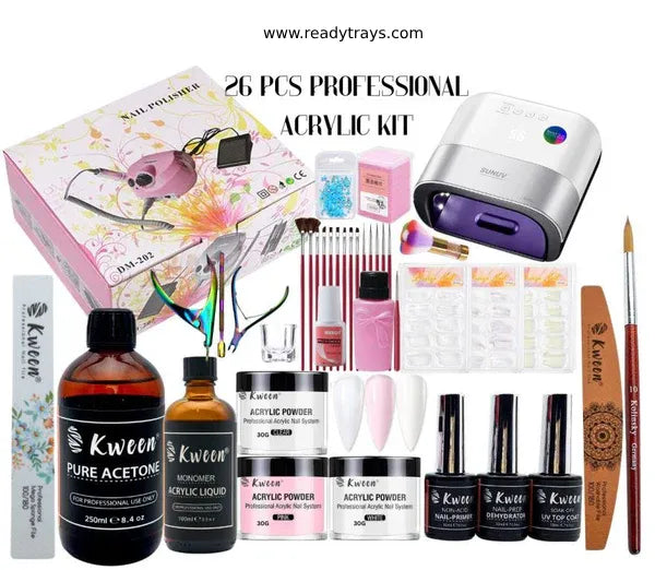 KWEEN Professional Acrylic Nail Kit – Complete Acrylic Nails Set with Drill Machine & UV Lamp