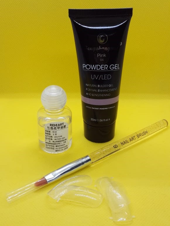 Polygel kit with slip solution brush and 12 pcs forms