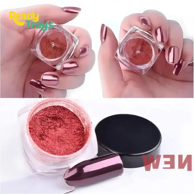 Red Chrome Mirror Effect Nail Powder – Mirror Pigment Nail Glitter for Manicure