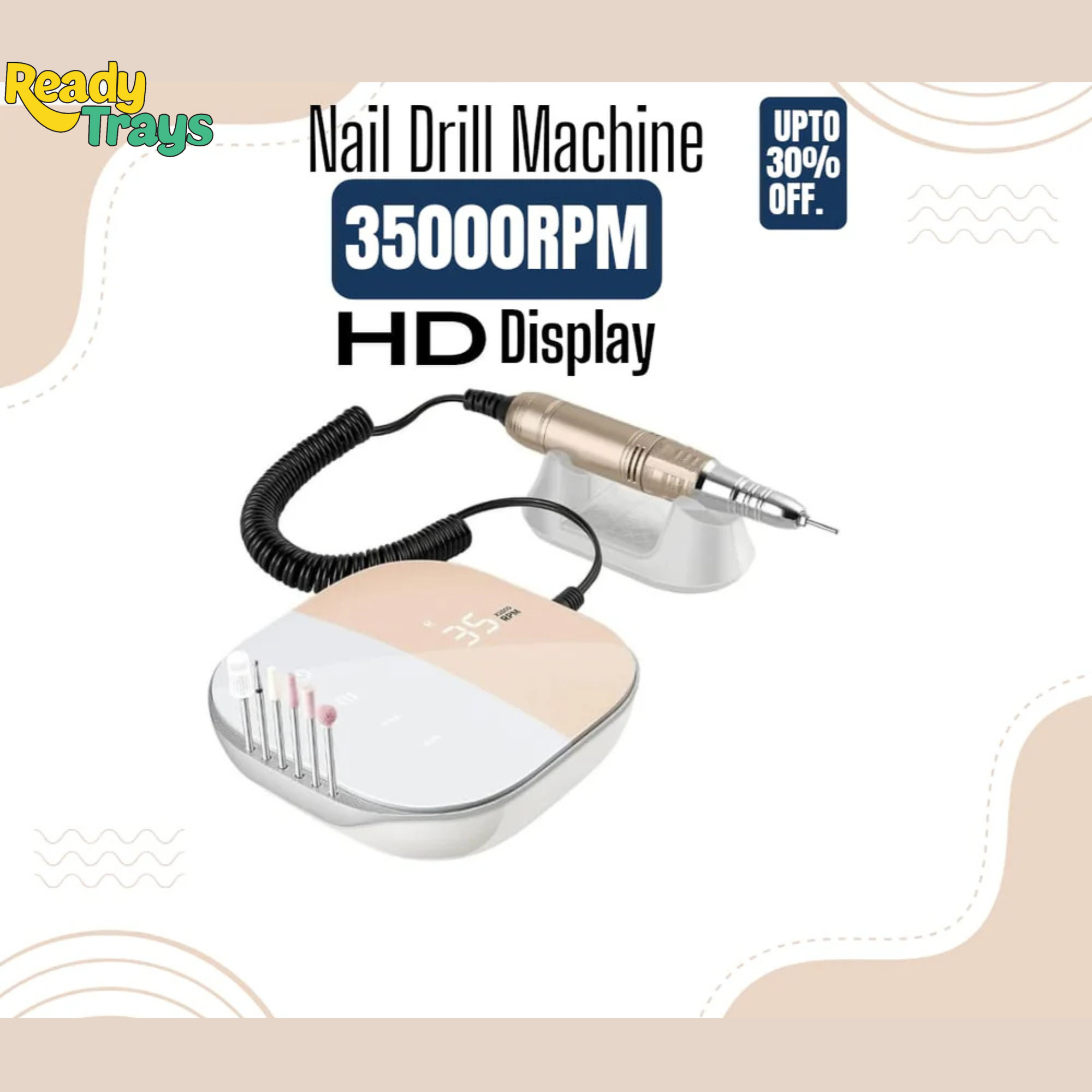 JIMDOA High-Quality Electric Nail Drill Machine – 35,000 RPM Professional Nail Drill with HD Display