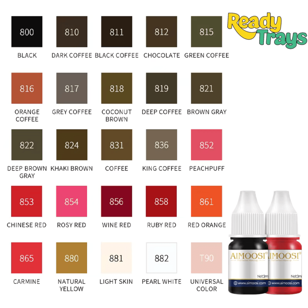 Aimoosi Professional Pigment Collection 3ml – Microneedling & Microblade Tattoo Inks for Permanent Makeup, Lips, Brows & Eyeliner