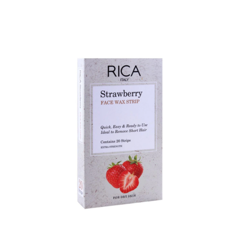 Rica Face Wax Strip For Dry Skin Strawberry 20 Strips