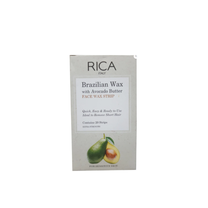 Rica Face Wax Strip for Sensitive Skin Brazilian Avocado Butter 20 Strips