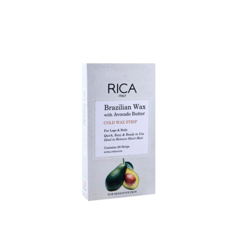 Rica Legs Body Cold Wax Strip Brazilian Avocado Butter 20 Strips