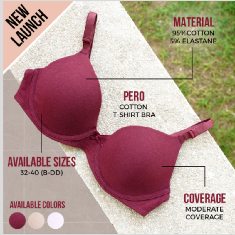 BLS Bra Maroon Pero Wired And Padded Cotton