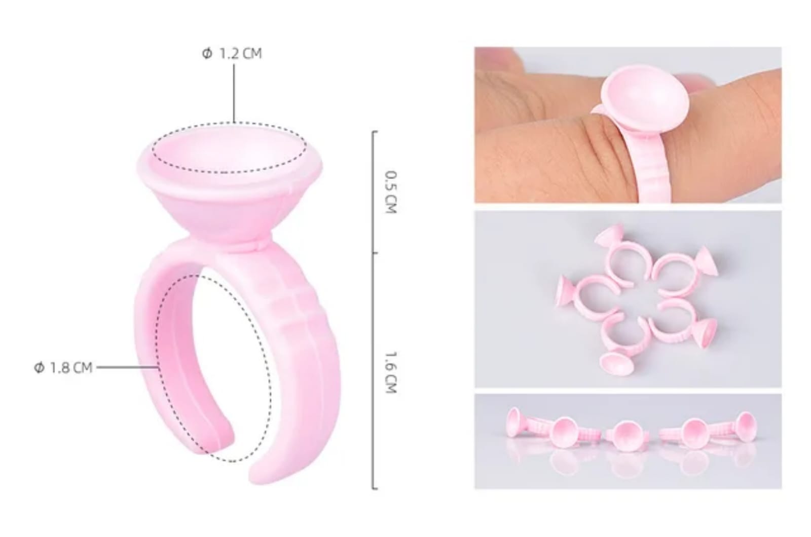 Disposable Pigment Ring Cups (Small) – Pink Silicone Microblading Ink Holder Rings