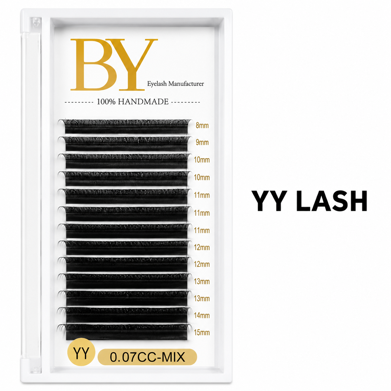 YY Lash Extensions BY  | Premium Handmade Double-Tip Fans | 0.07mm CC Curl Mixed Tray (8-15mm) – Professional Lash Supplies