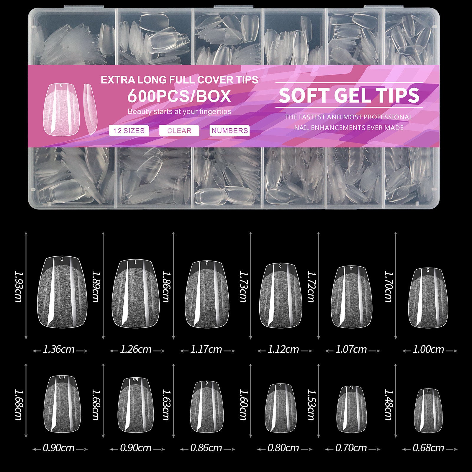 Soft Gel Nail Tips – Full Cover Gel-X 600pcs Box | 6 Shapes Available | Professional Salon Quality