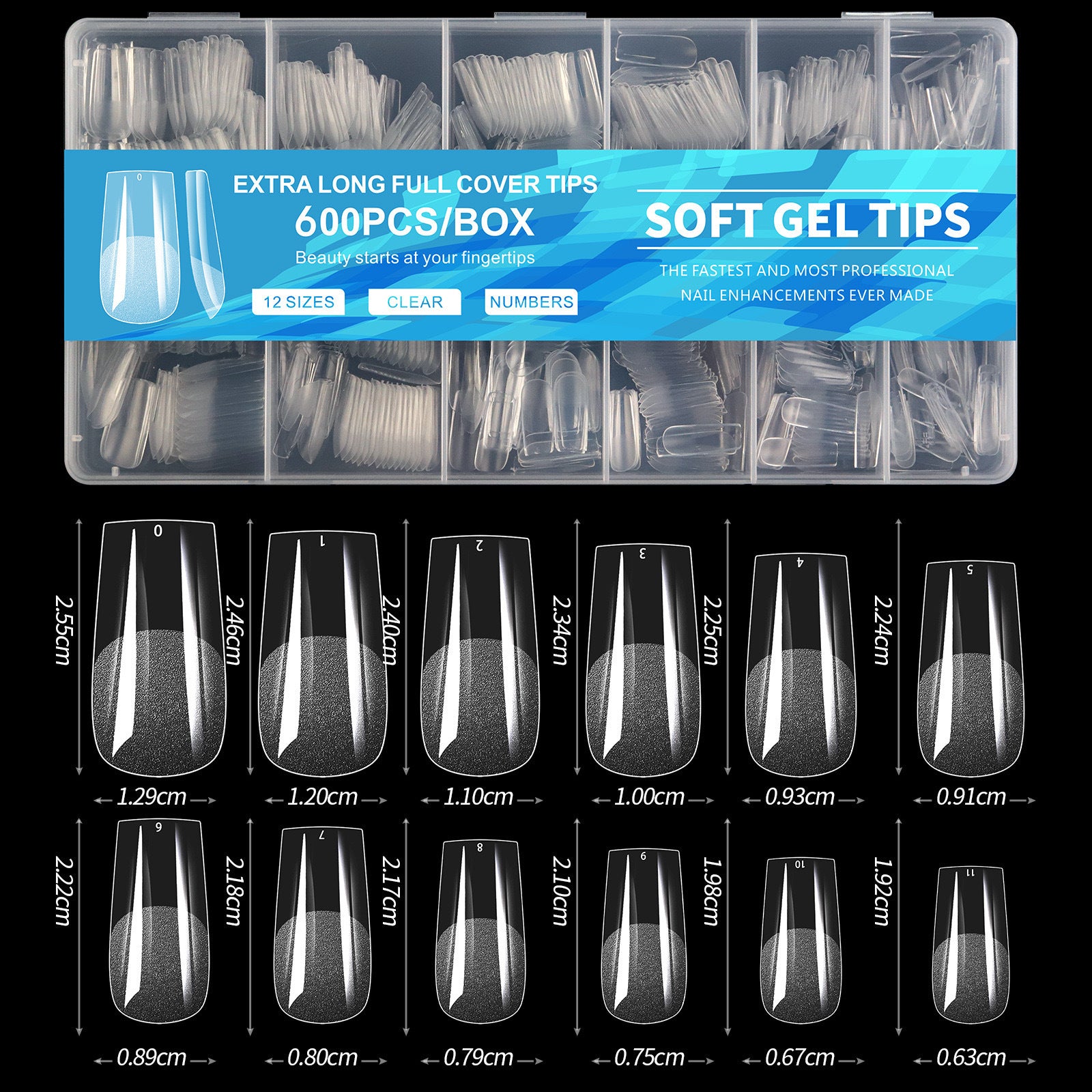 Soft Gel Nail Tips – Full Cover Gel-X 600pcs Box | 6 Shapes Available | Professional Salon Quality