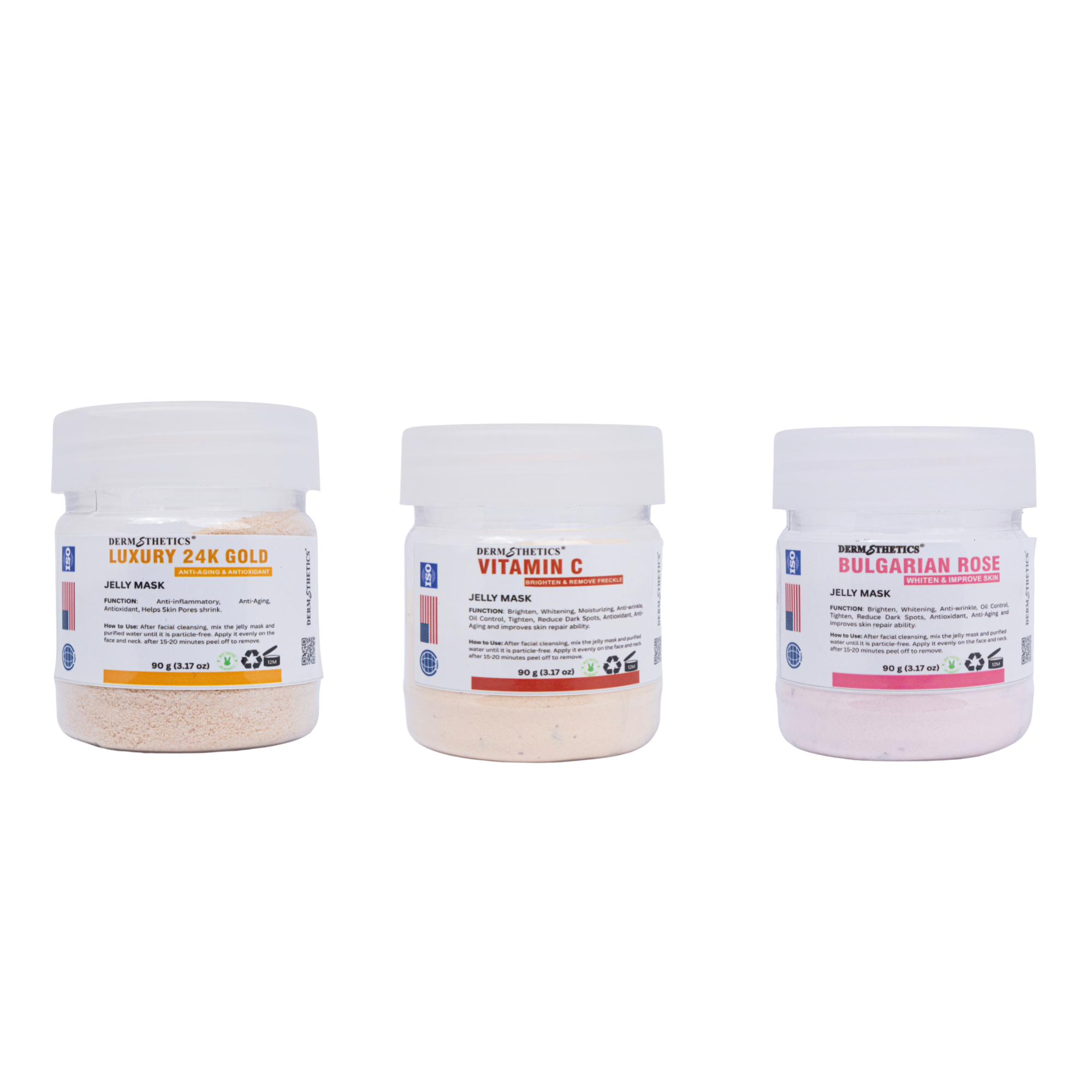 Glow Trio – Vitamin C + Bulgarian + Luxury Jelly Mask (3 x 90g Jars)