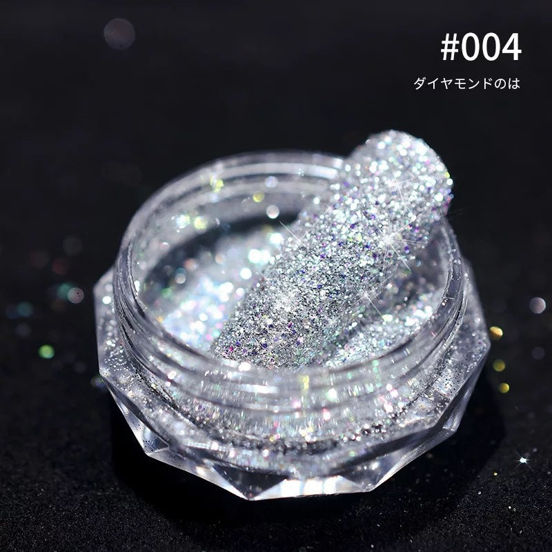 Diamond Glitter Nail Powder – Ultra Fine Shimmer Nail Glitter Dust for Gel, Acrylic, UV Gel & DIY Nail Art (Silver/Gold)