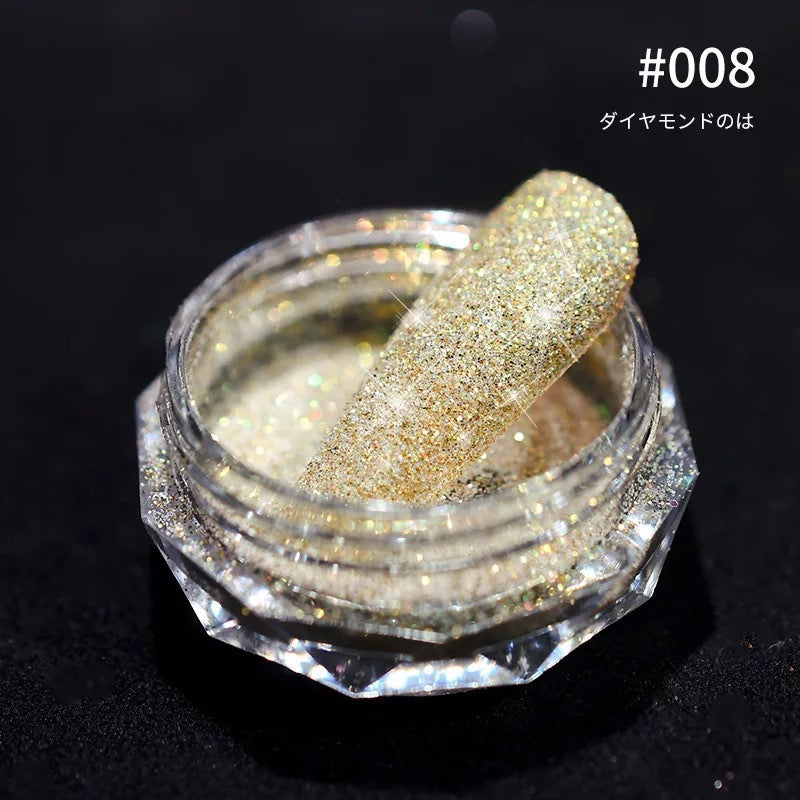 Diamond Glitter Nail Powder – Ultra Fine Shimmer Nail Glitter Dust for Gel, Acrylic, UV Gel & DIY Nail Art (Silver/Gold)