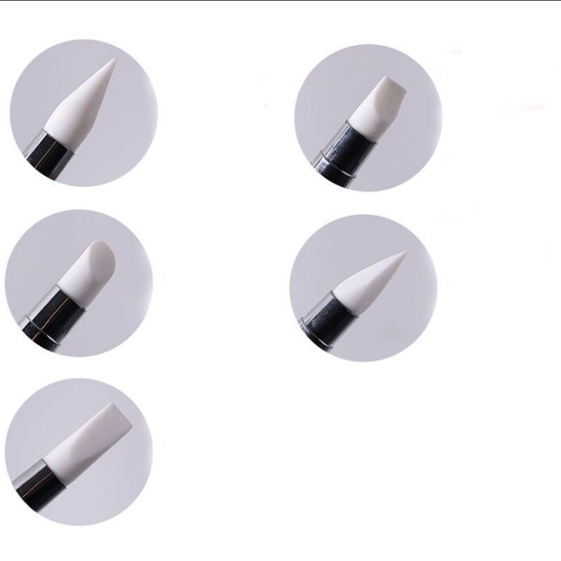 5PCS Silicone Nail Art Brush Set – Double-Ended Silicone Sculpting Pens for 3D Nail Art, Gel, Acrylic & DIY Nail Designs