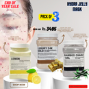 Pack of 3 jelly mask (650g Jar) for beauty salon ( Lemon, Luxury 24k gold & Bamboo Charcoal)