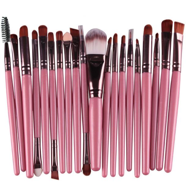 20 Piece Metallic gray Gold Eyeshadow Makeup Brushes