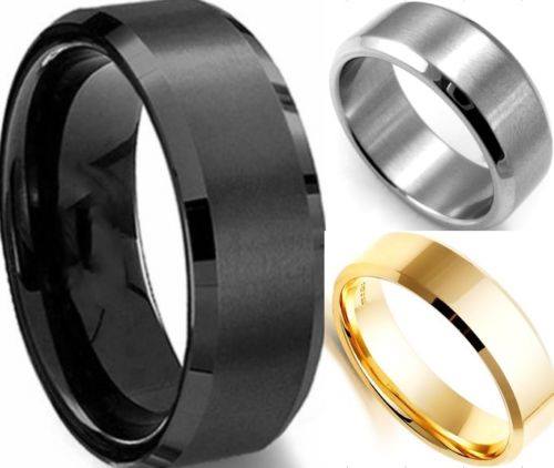 Stainless Steel Ring Band Titanium Silver Black Gold Men