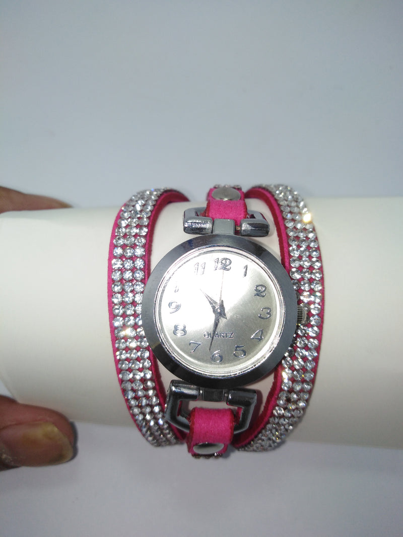 Women wrist watch pink color