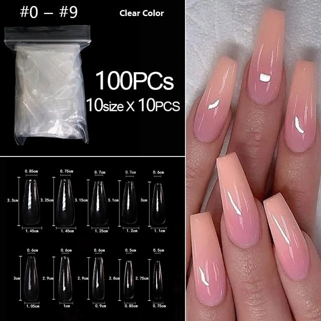 False Nails 100Pcs Coffin/Ballerina Shape fake nails