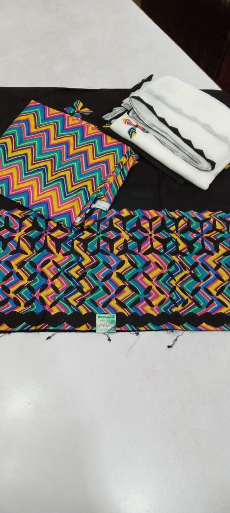 Cotton Applic Suit with net Dupatta/ 3PC