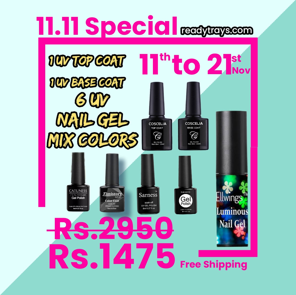 Base Color Uv Pack of 8 UV gel colors with Top & Base Coat
