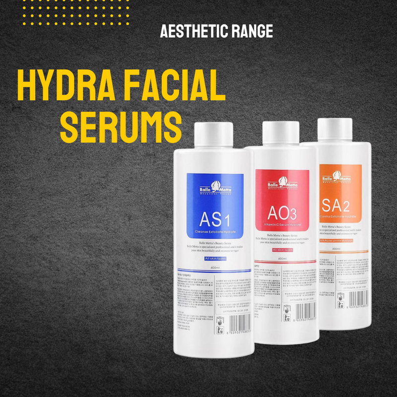 Hydra Facial Serums pack of 3 400ml AS1, SA2, and AO3 Hydrogen Oxygen Facial Machine Serums