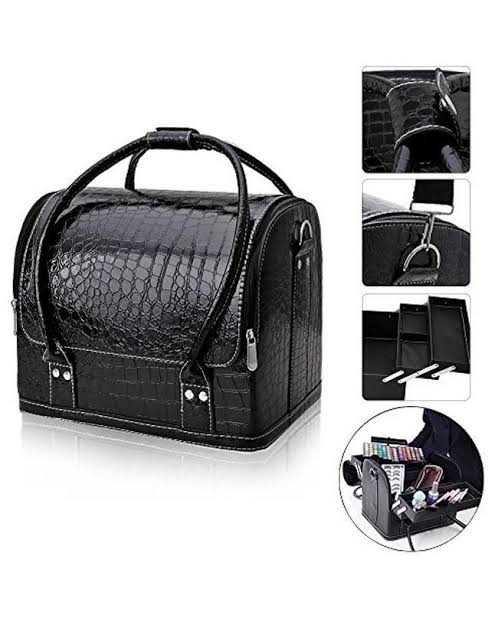 Professional Makeup Train Case, Flymei Large Space Make Up Vanity Long Stand Black
Bag