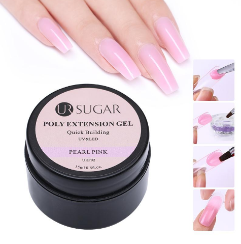 UR Sugar Polygel Finger Extension Pink Jelly Gel  Nail Tips Extend Builder Quick Building UV Gel