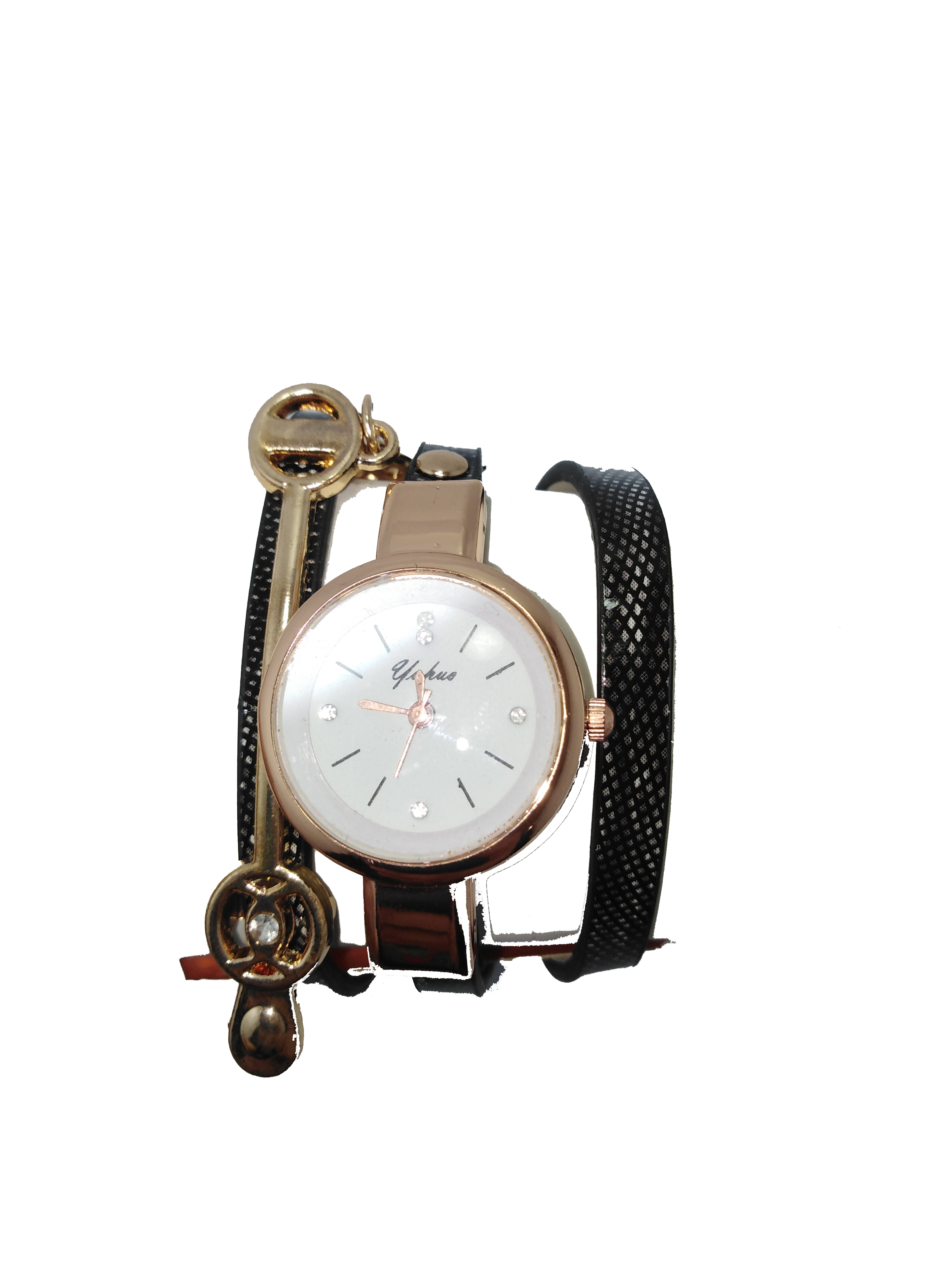 Bracelet watch black and gold for women